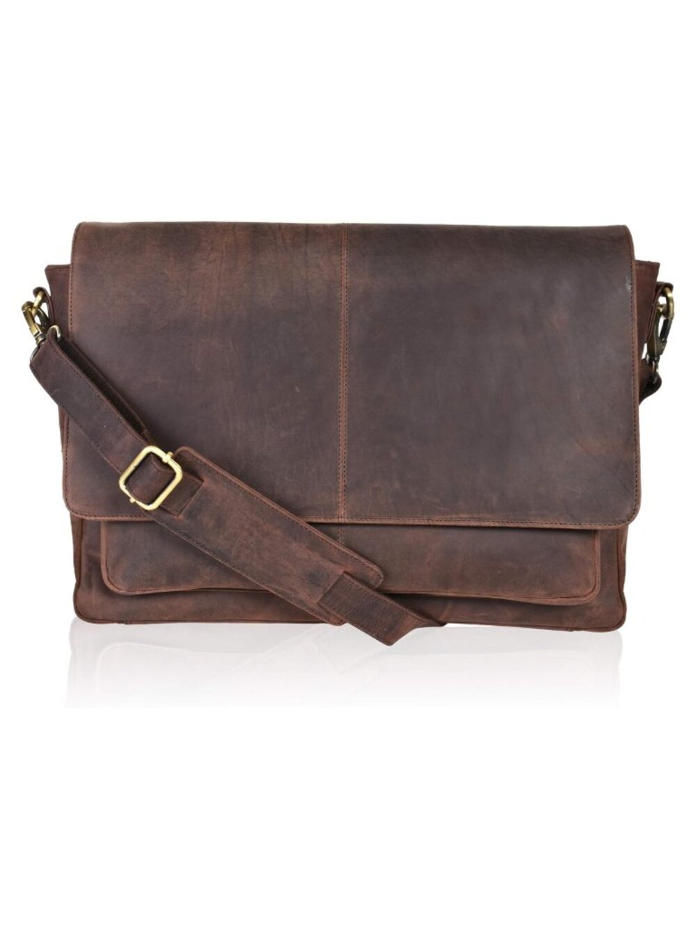 Handcrafted Full-Grain Leather Laptop Messenger Bag Unisex